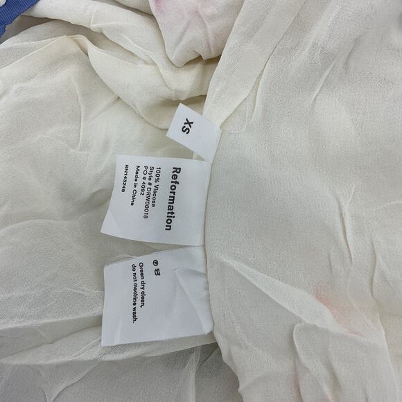 Reformation Cream Dress with Red and Blue Floral Pattern - Picture 5 of 6